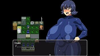 Japanese hentai game character Izumi gets wet and wild under the shower
