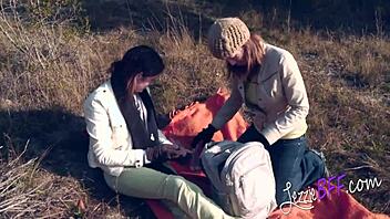 Lesbians get naughty with a strap-on and pussy licking