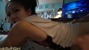Watch this cute Asian wife get her face fucked and cum on Andy's face
