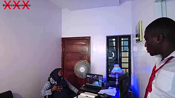 African college girl gets punished by a hardcore fucking on her desk