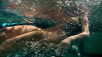 Softcore solo session with a blonde teen in the pool