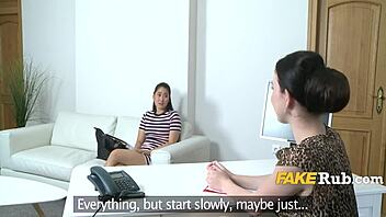 Asian babe and European girl in hardcore lesbian action