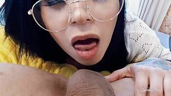 Amateur girl confirms she's a real doll sucking and licking cum