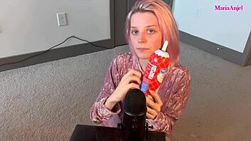 Petite teen's sensual deepthroat and eating skills