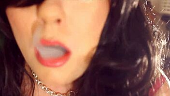 European domme Tina Snua smokes two filterless cigarettes in a smoking fetish video