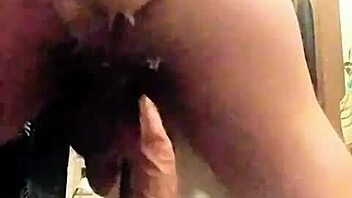Anal gape and fucking in the garage