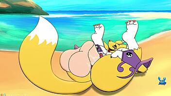 New Zealand cowgirl Renamon gets her big butt pounded