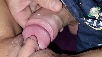 Amateur couple rubs their cocks and gets creampied on grill
