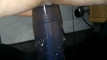 Deepthroating and dildo play with gay ass