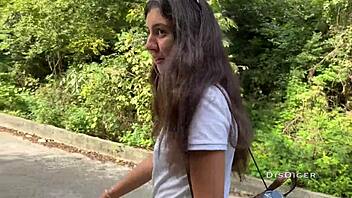 Teen babe shows off her upskirt and cowgirl skills in public