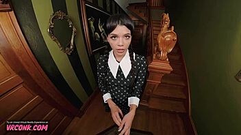 Virtual reality porn with a big dick and natural tits featuring horny addams