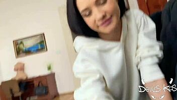 18-year-old amateur brunette gives a mind-blowing POV blowjob