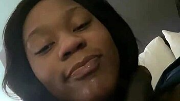 Black cock in mouth action with sloppy throat