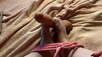 Homemade gay footjob with curvy teen