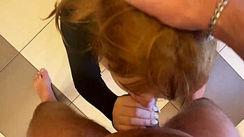 Old and young couple have hot sex on table in HD video