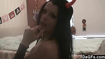Amateur babe with small tits gets spanked and undressed