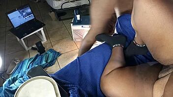 African amateur MILF with hairy genitals gets naughty