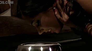 Sensual BDSM session with submissive spanking and tongue licking