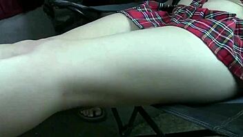 Cheerleader heels add a tickling sensation to Jesses striptease