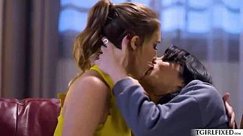 Hot shemale and girl in steamy porn video
