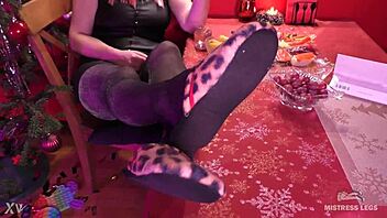Pantyhose Legs: Mistress's Teasing Feet in Lurex and Slippers
