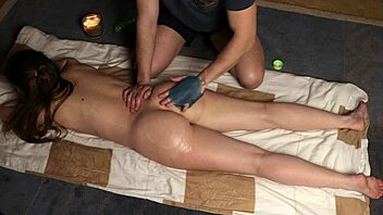 Tiny panties are optional for this sexy massage girl