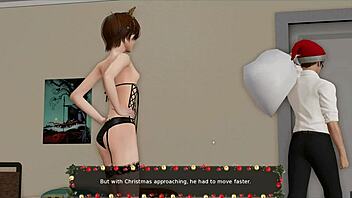 Teen in Santa dress needs a present from her master