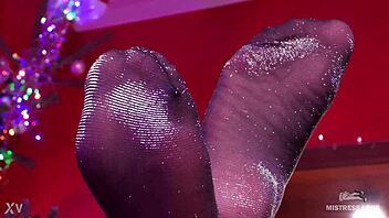 Pantyhose Legs: Mistress's Teasing Feet in Lurex and Slippers