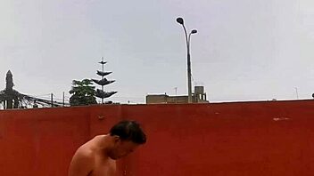 Blowjob sex and orgasm on a rooftop in Peru