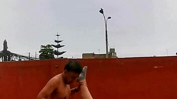 Blowjob sex and orgasm on a rooftop in Peru