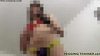 She straps on the strapon and delivers the roughest pegging in this bisexual femdom bdsm session with toys.