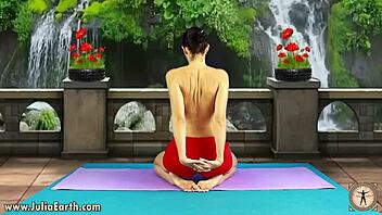 Muscular earth god Julia v Earth's Pilates & Yoga session for flexibility