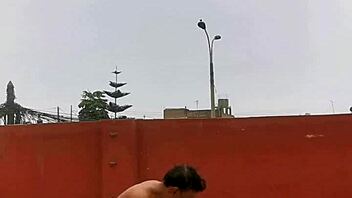 Blowjob sex and orgasm on a rooftop in Peru