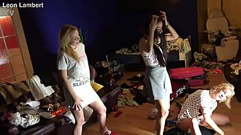 Hot teen party on the floor