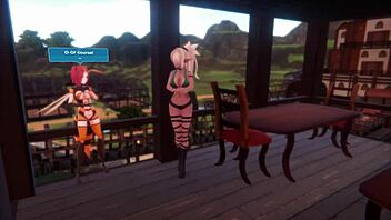 Huge tits and teasing dance in 3D game