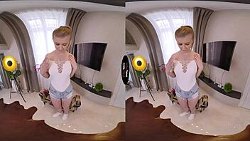 blonde masturbates to orgasm in pov taboo virtual scene