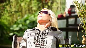 Outdoor whore pissed on in shocking fetish scene