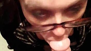 sexy brunette milf sucks her step brother's monster cock in pov deepthroat scene