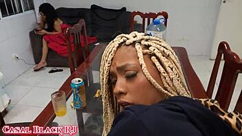 Man, we screwed on the kitchen table while our hotwife friend watched from the couch!