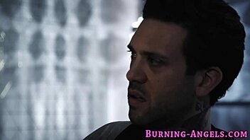 Big dick hunks give slim goth babe a hardcore pounding