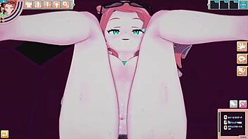 i feel so excited playing with sonia's huge tits in this anime sex game