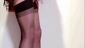 Selena's shemale in court corset masturbating!