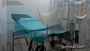 A medical fetish climax on the gyno exam table
