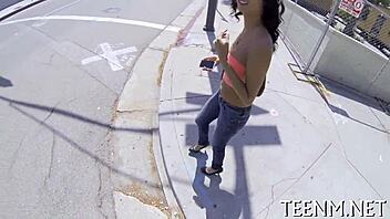 Couples enjoy missionary sex with a naughty teen