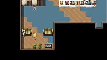 Blonde princess Catherine is caught naked by an old pervert in a hentai game