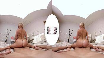Big boobs babe gets a surprise Blowjob in VR