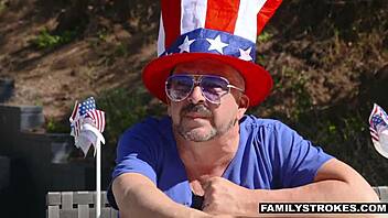 petite stepmom dominated hard on fourth of july family bash 😈