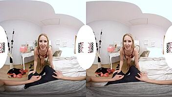 Big boobs babe gets a surprise Blowjob in VR