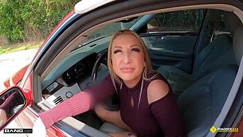 Blonde babe gets her pussy fucked from behind
