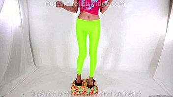 beautiful woman in high heels stepping on cushion